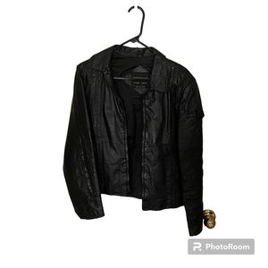 vintage black leather jacket size 40